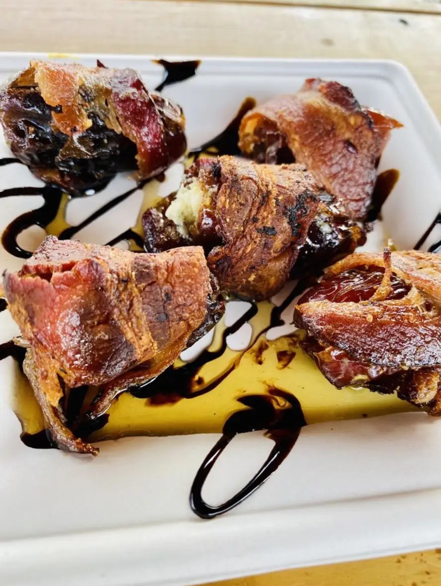 Bacon-wrapped dates with balsamic glaze